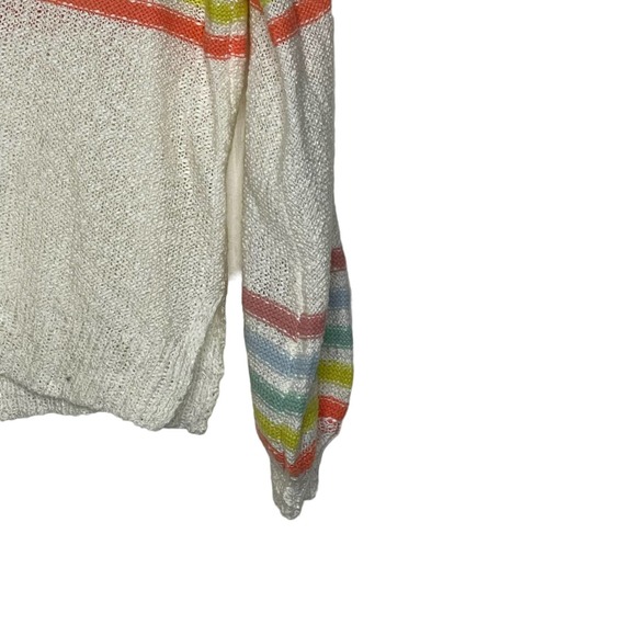Loveriche Sweater Size Small Cream Multi Color Stripes Acrylic Blend Womens Knit - Picture 3 of 8